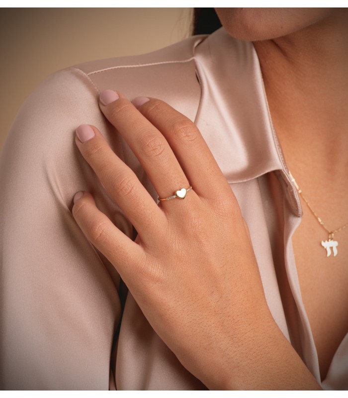 Anello personalizzato Cuore 18K Bicolore, gioielli personalizzati, incisione con iniziali.