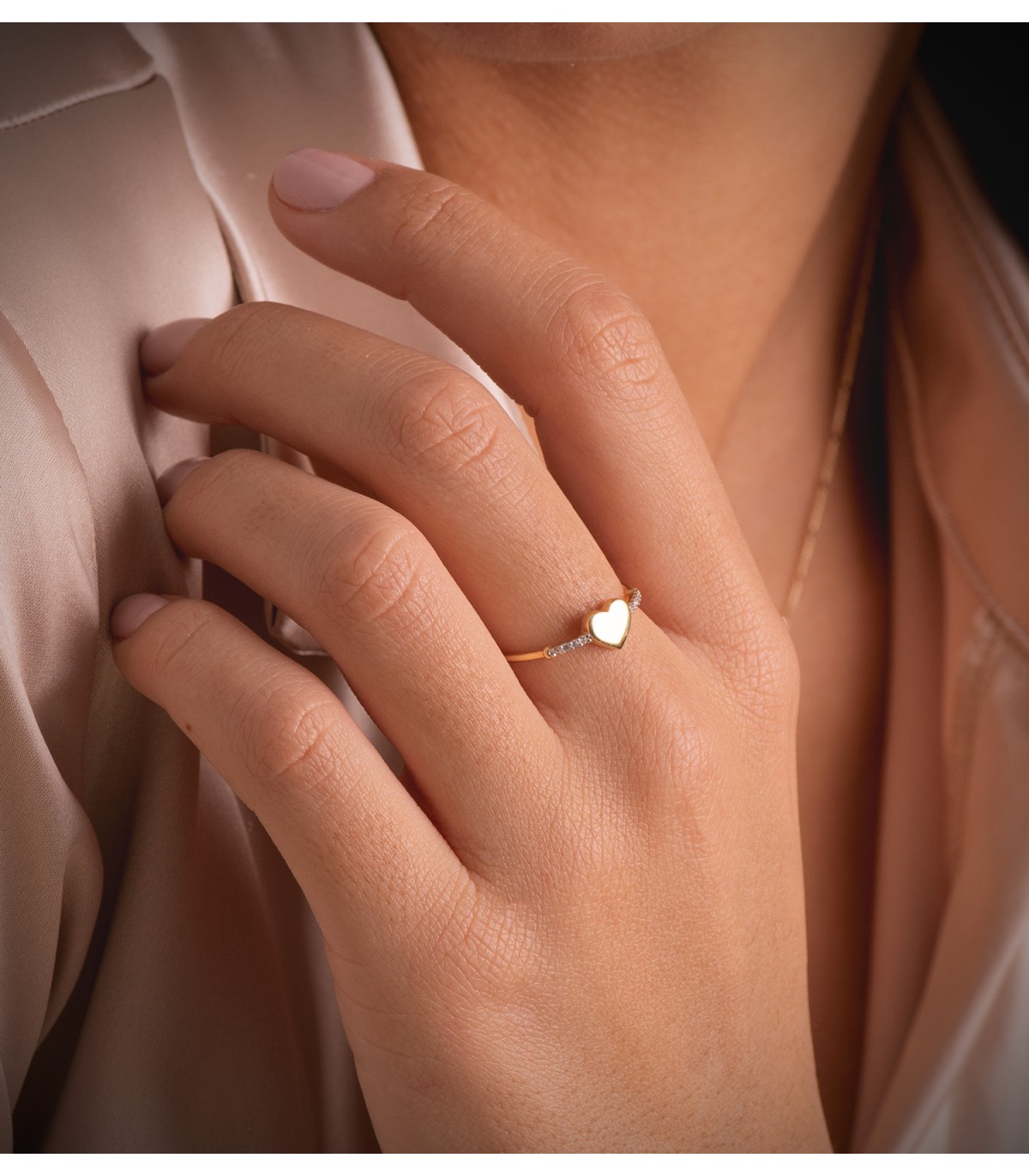 Anillo personalizado Corazón 18K Bicolor - joyas personalizadas - anillo personalizable iniciales