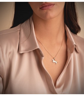 Ciondolo portafortuna con cavallo al galoppo oro giallo 18kt da uomo o donna