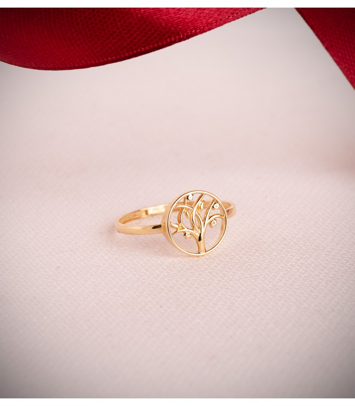 Ring Lebensbaum aus 750 Gelbgold