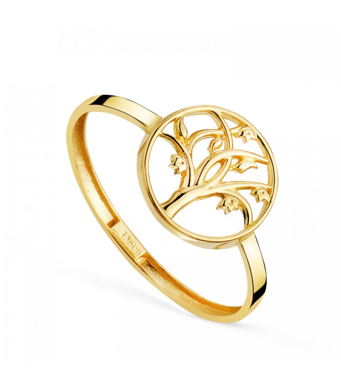 Anello da donna in oro giallo 18 kt (750). Design Albero della Vita, un amuleto portafortuna.