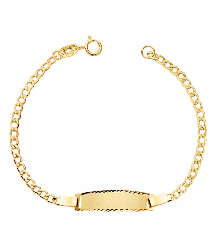 Esclava de comunión en Oro 18K con Cadena 14.5cm y chapa para grabar | Regalos Comunión.