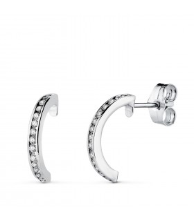 Orecchini a cerchio con diamanti da donna, oro bianco 18 kt, ideali per matrimonio.