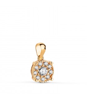 Pendentif avec Diamants en or 750, motif rond et pavé, 0.180 Ct. | Coliier diamant femme