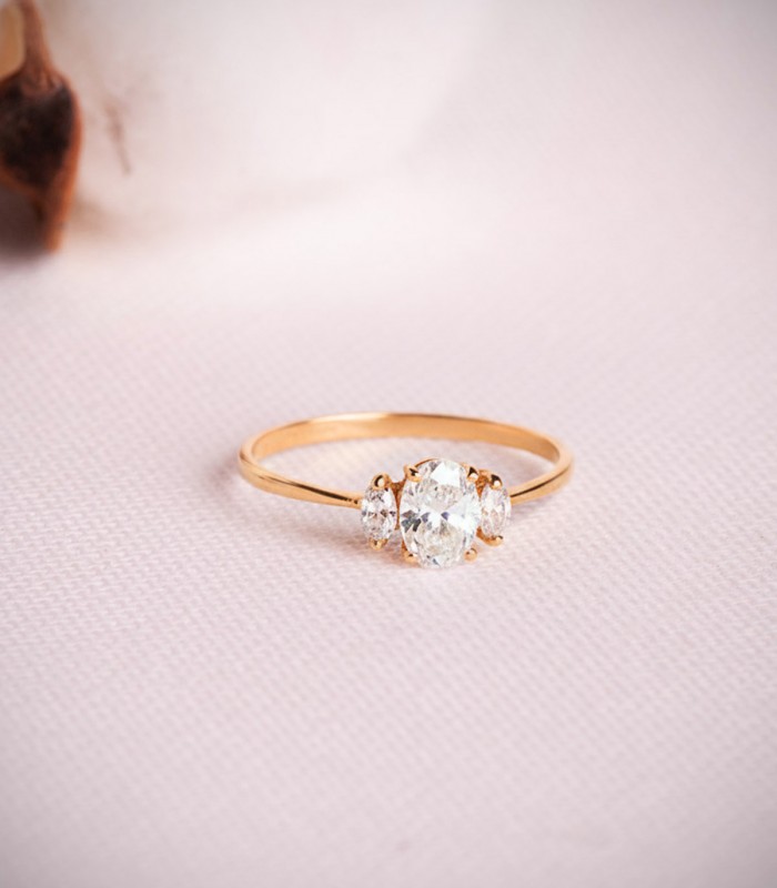 Anillo de diamantes en oro amarillo 18 kilates, ideal regalo para mujer: Navidad, Compromiso Boda.