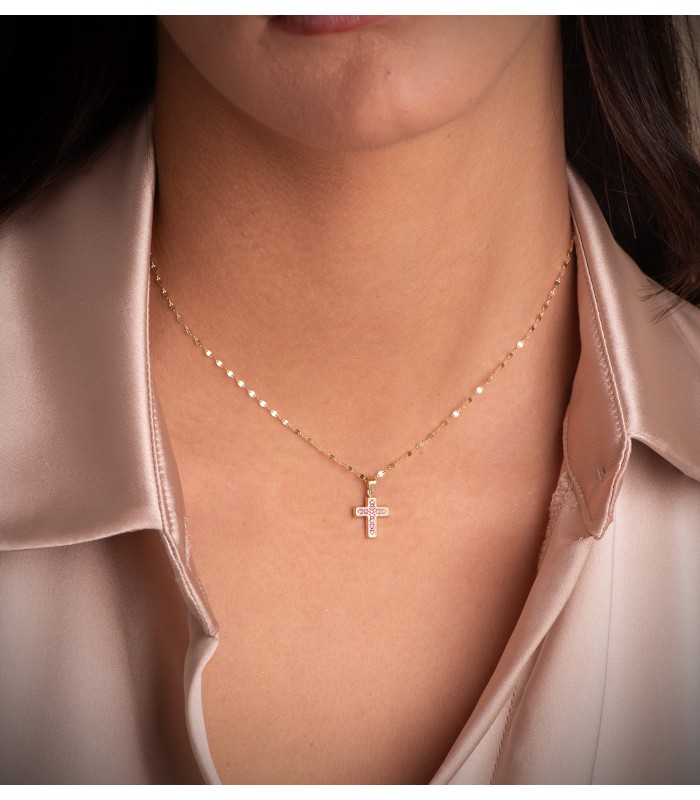 Collier chaîne Martelée 1 mm 40 cm en or jaune 750 - Maille diamantée pour femme, Alda bijoux.
