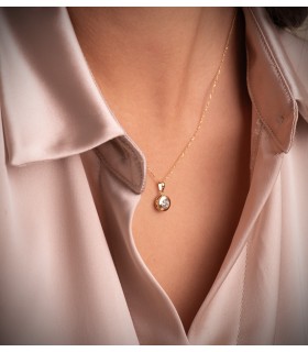Anhänger Damen 750 Gold - Kette runde Solitär Zirkonia Brillantschliff, 8,5 mm