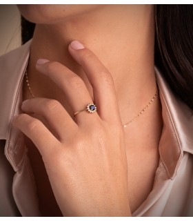 Anillo Idril Oro amarillo 18K Diamantes y Zafiro