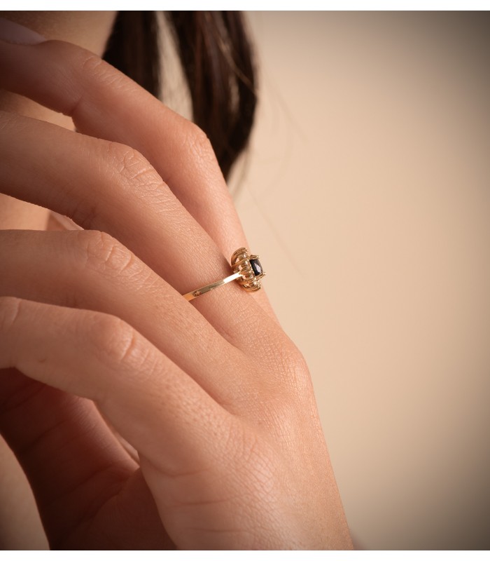 Saphir Ring mit Diamanten 750 Gelbgold P30180-2OAZA
