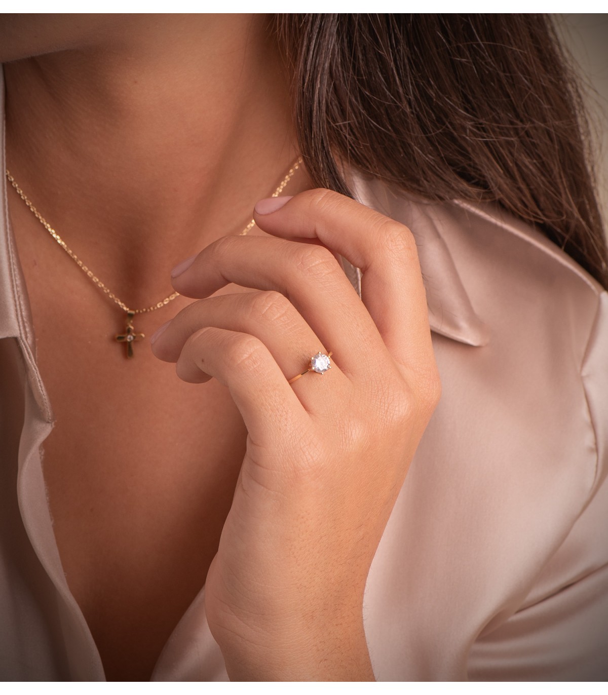 Solitär Ring mit Zirkonia Gold 18K /750er 19274-OA
