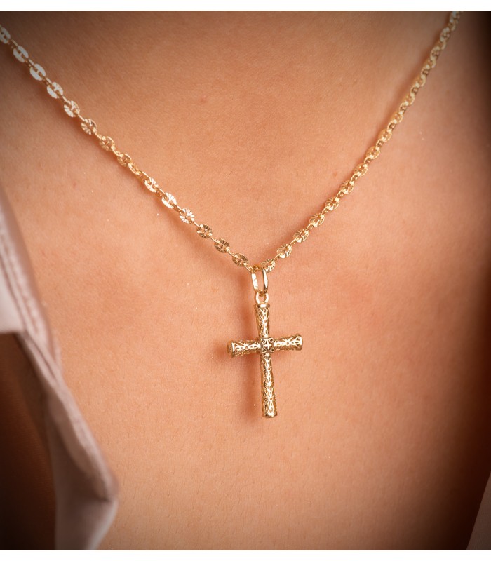 Collana da donna a maglia lingottino e lavorazione diamantata in Oro giallo 2mm 40cm