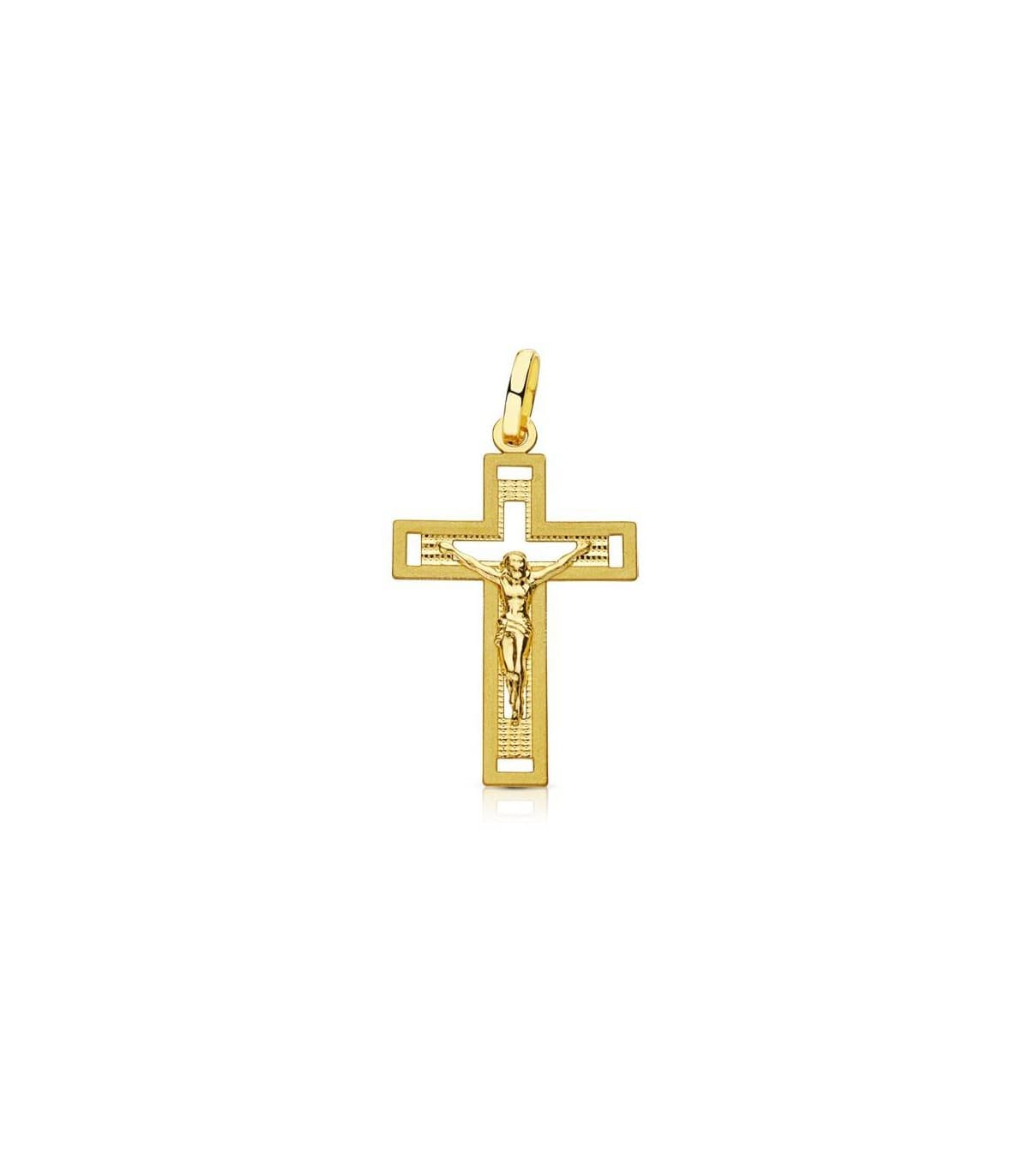 Croix sculptée de Christ 18K 25mm