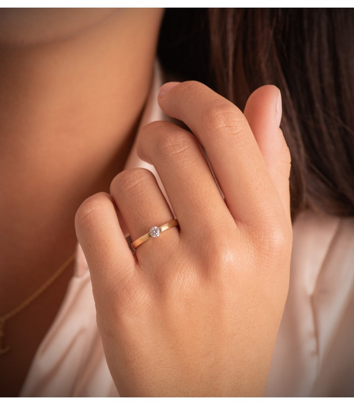 Solitario anillo de compromiso mujer oro 18 kilates