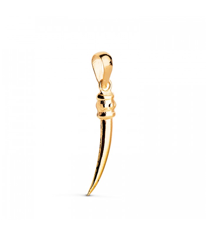 Colgante amuleto italiano con forma de cuerno en oro, para hombre o mujer.