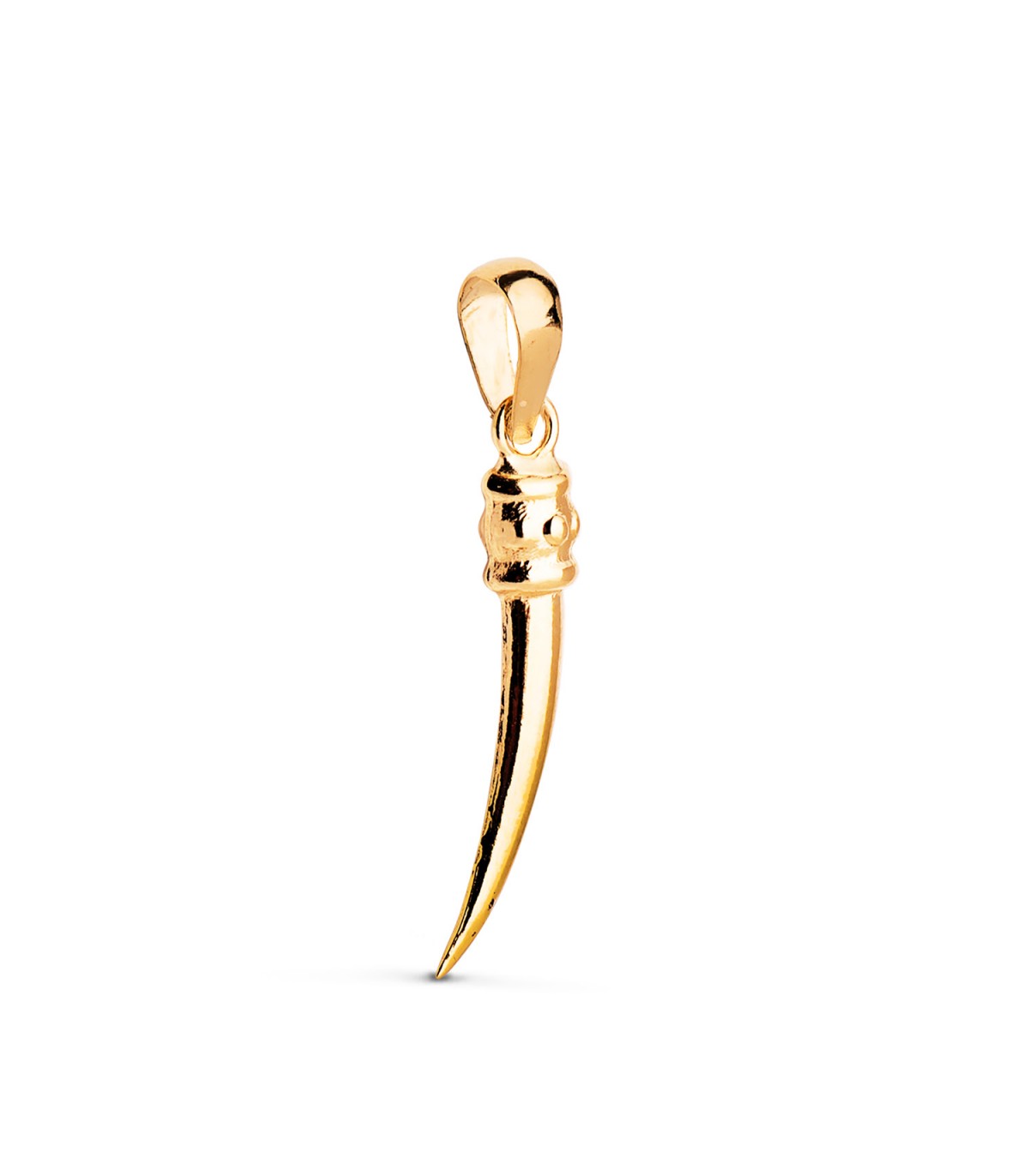 Colgante amuleto italiano con forma de cuerno en oro, para hombre o mujer.