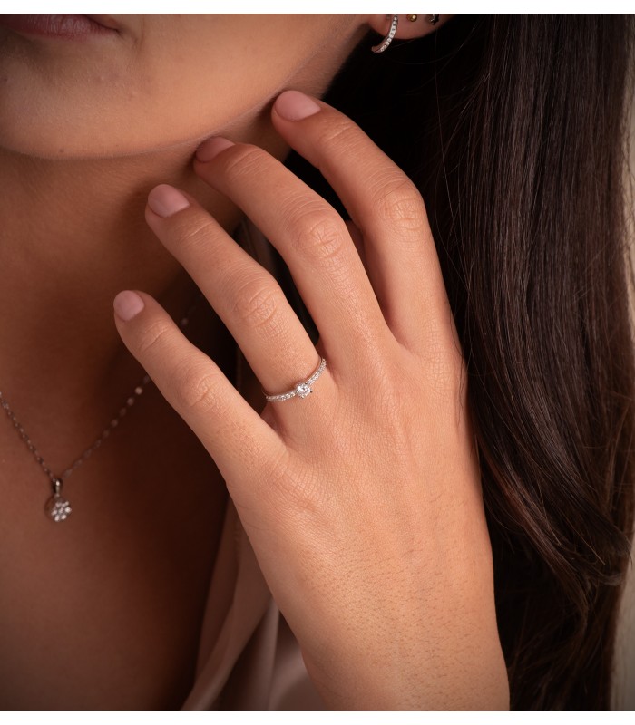 Anello Solitario Brydale oro bianco 18 Kt
