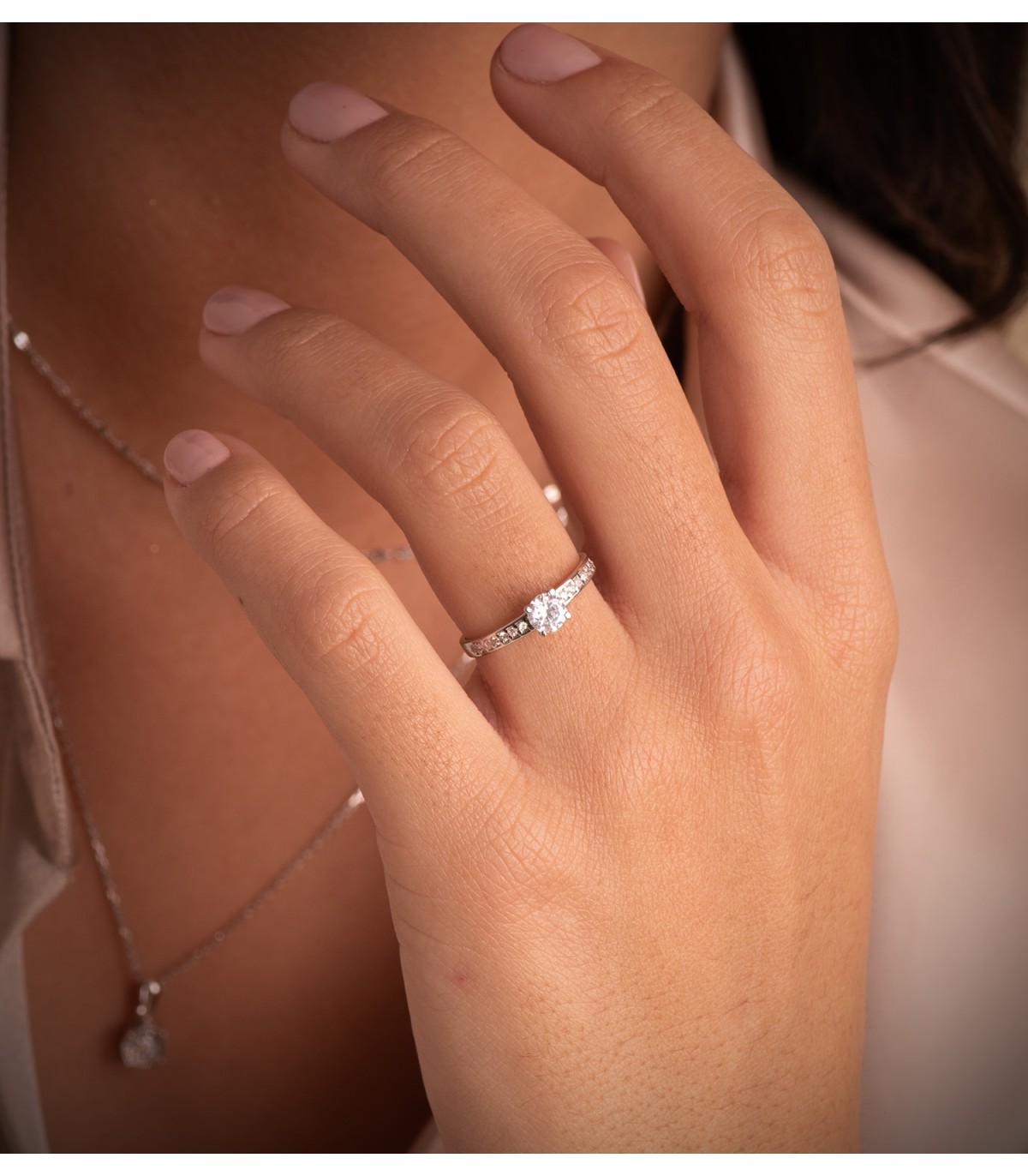 Anello Solitario Florienze Oro bianco 18 Kt