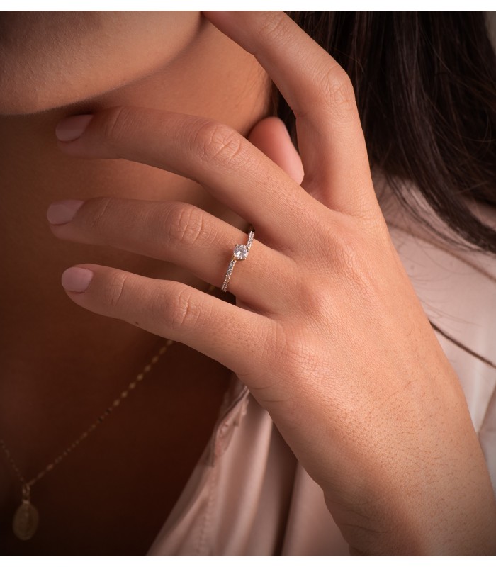 Anello Solitario Milense Oro bicolore 18 Kt | Anelli con zirconi, ideale fidanzamento