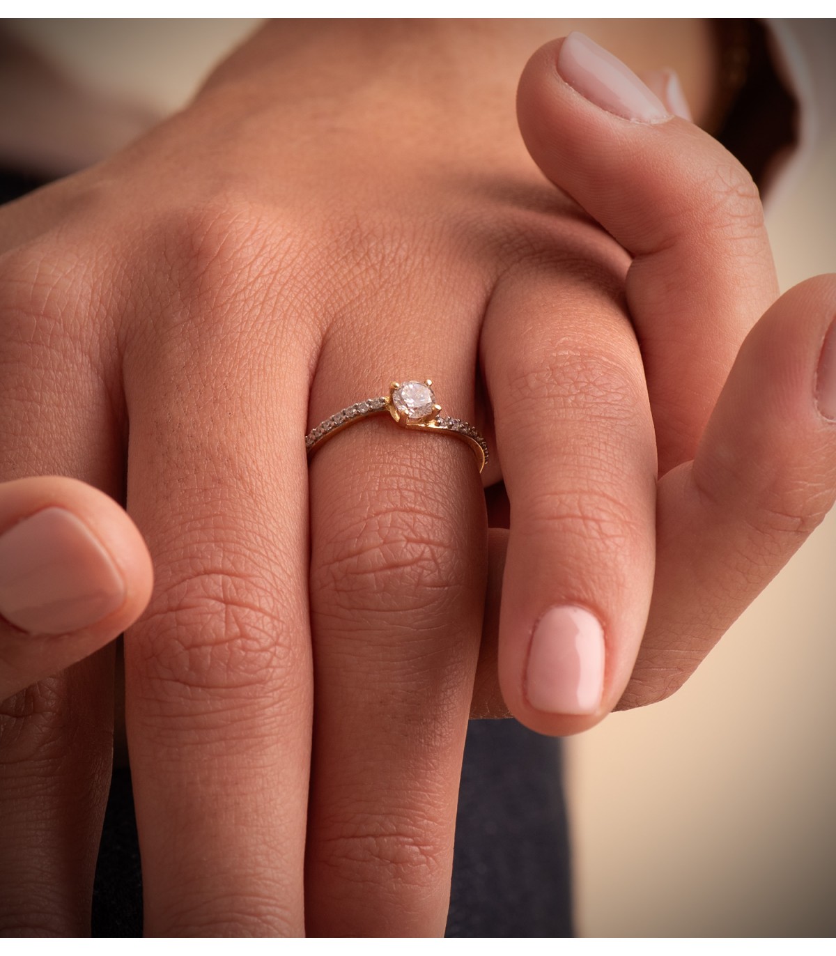 Anello Solitario Milense Oro bicolore 18 Kt | Anelli con zirconi, ideale fidanzamento
