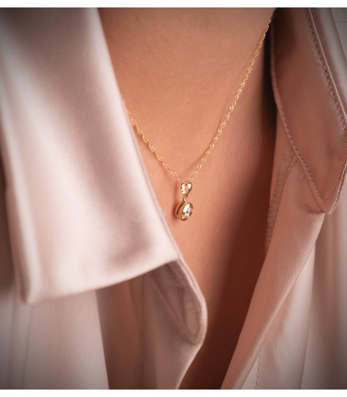 Anhänger mit Zirkonia Damen – runder Solitär Gold 18K, Mercedes 6,5 mm