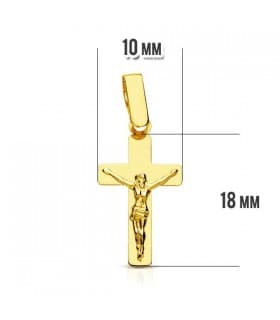 Kleiner Kreuzanhänger 18 mm – Goldkreuz 18K, flach und glanz – Geschenk zur Taufe, Kommunion und Konfirmation