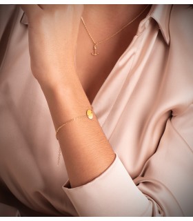 Bracciale personalizzato oro giallo 18kt Piastrina tonda