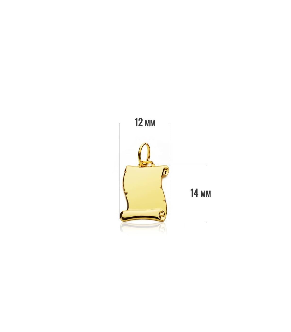 Pendentif avec gravure initiales forme Parchemin en Or 375 14mm