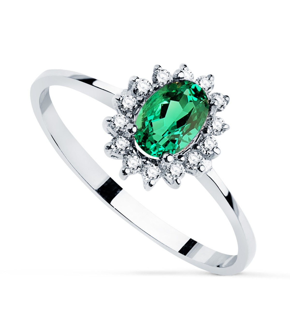 Smaragd Ring mit Diamanten Jasmin 750 Weißgold