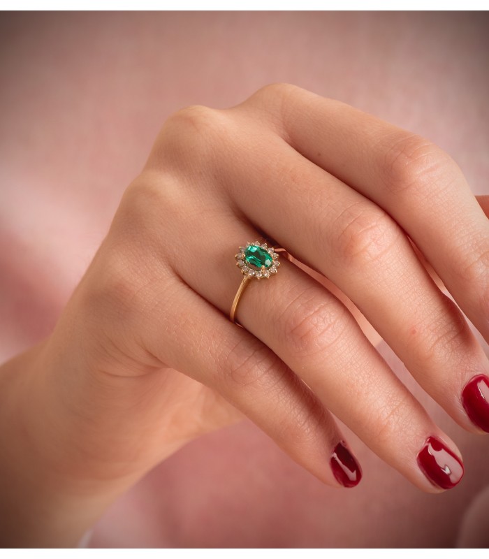 Smaragd Ring mit Diamanten Jasmin 750 Gelbgold