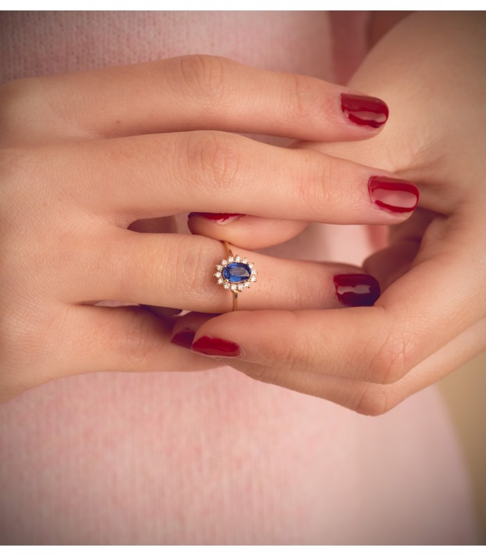 Saphir Ring mit Diamanten Jasmin 750 Gelbgold