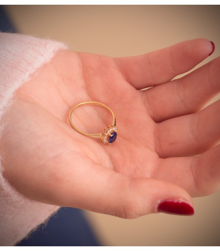 Saphir Ring mit Diamanten Jasmin 750 Gelbgold
