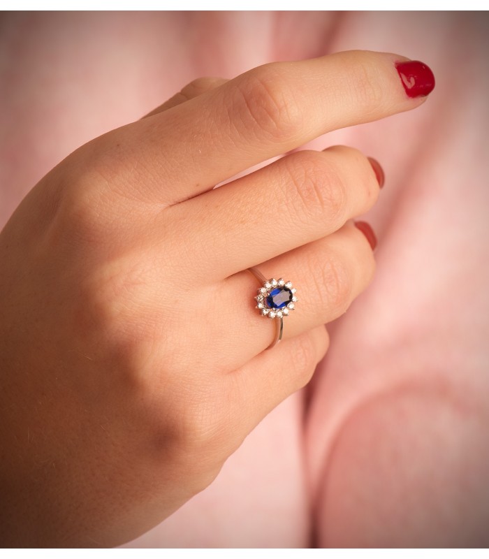 Saphir Ring mit Diamanten Jasmin 750 Weißgold