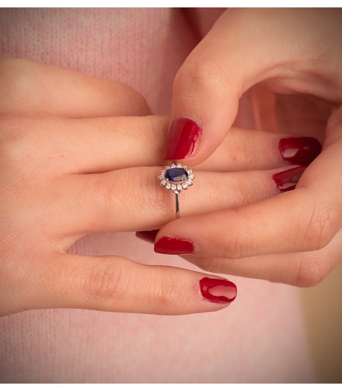 Saphir Ring mit Diamanten Jasmin 750 Weißgold