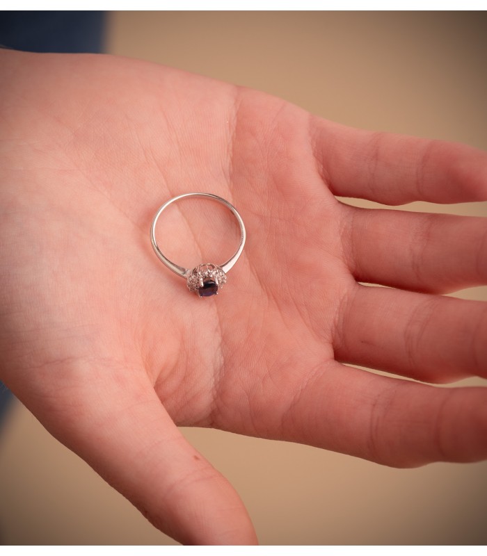 Saphir Ring mit Diamanten Jasmin 750 Weißgold