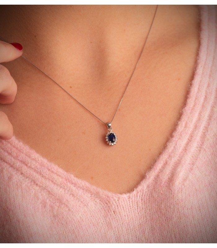 Anhänger Jasmin Saphir & Diamant 750 Weißgold