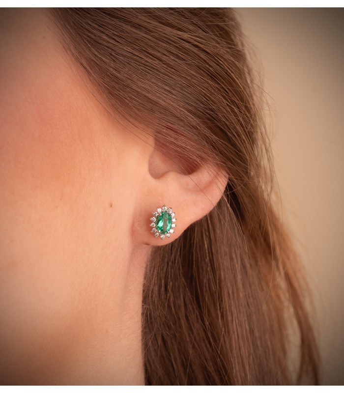 Boucles d'oreilles Jasmin 0.28 Ct. Or 18 K Émeraude 0.39 Ct.