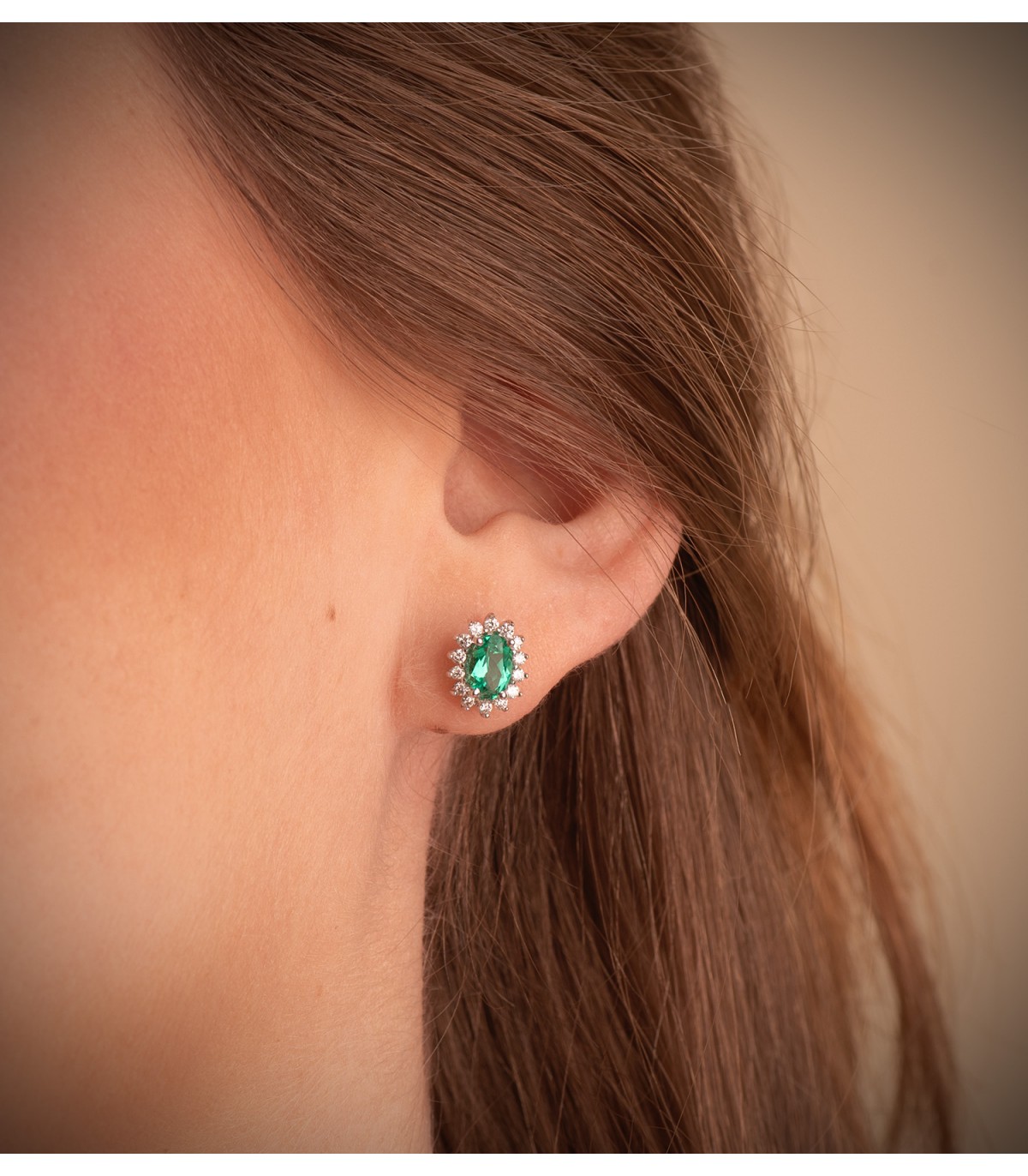 Orecchini Jasmin 0,28 ct Oro 18 Kt Smeraldo