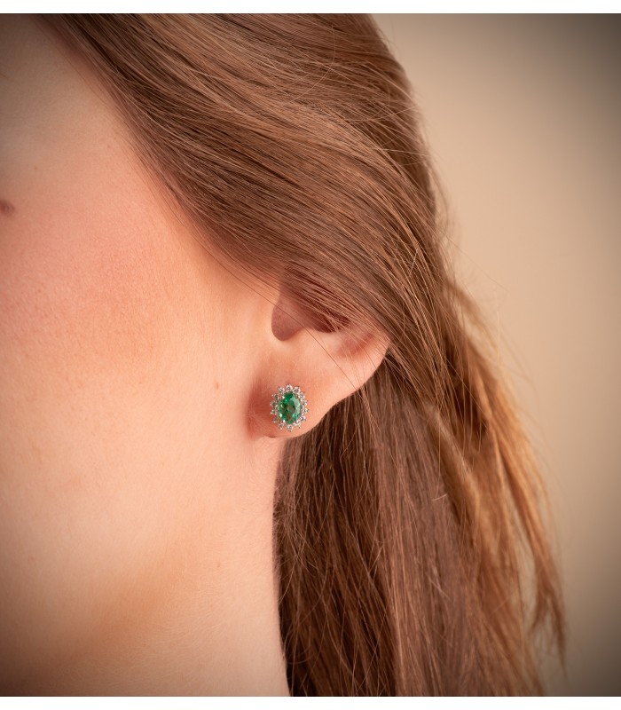 Diamant Ohrstecker Jasmin Smaragd | 750 Weißgold