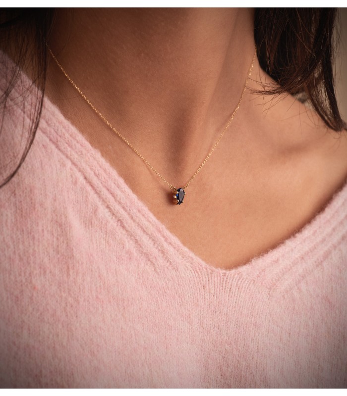 Collar Mujer Oro Amarillo 18K Niza  | Gargantillas de moda, collares con piedras de colores