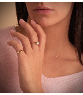 Anello chevalier Shoko Oro 18Kt pietra rossa, anelli da bambini e da donna mignolo.
