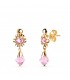Boucles d'oreilles pendantes pour enfant, Daira pierre rose Or jaune 750