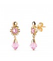 Pendientes gitanillas Daira piedra rosa Oro 18k
