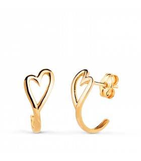 Ohrstecker Creolen mit Herzmotiv, polierte Oberfläche, 14 x 6 mm – Damenschmuck Alda