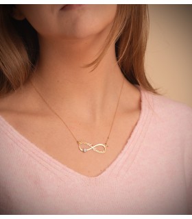 Collar personalizado infinito Oro 18K Nombres Brillante. Gargantilla con cadenita finita.