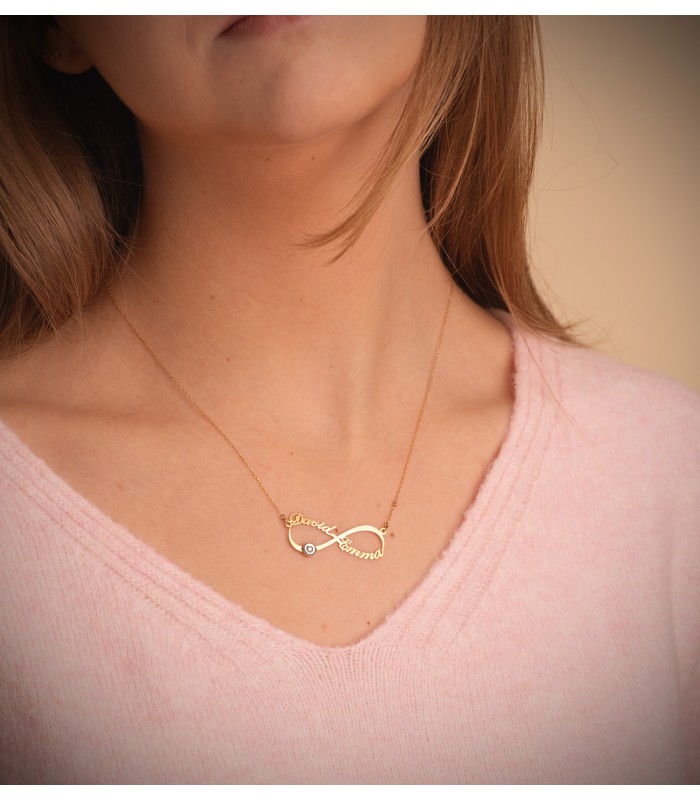 Collier personnalisable infini Or 18K Prénoms Diamant