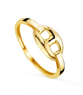 Anillo de oro Ivonne con diseño eslabón de cadena Grano de café, anillos para mujer 18K