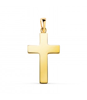 Croci in oro 18 kt per battesimi e comunioni - Ciondolo croce lavorazione a lastra, forma rettangolare 23 mm