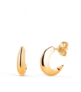 Pendientes de aro abierto abombados, media luna 15 mm - Joyas Mujer Alda