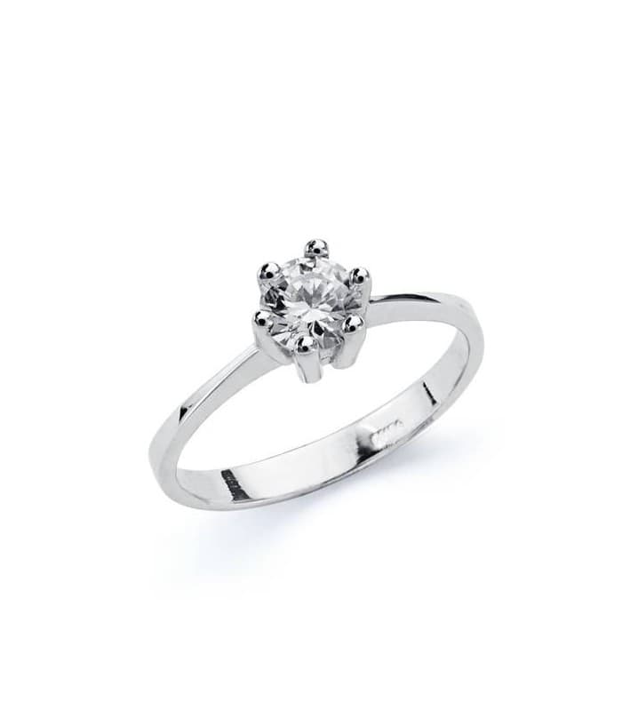 Verlobungsring Weißgold 18K • Juwelier ALDA, online kaufen – Modell SALVATORE Zirkonia 6 Krappen