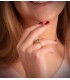 Anello con gemma smeraldo e diamanti. Anello donna in oro giallo 18 carati.